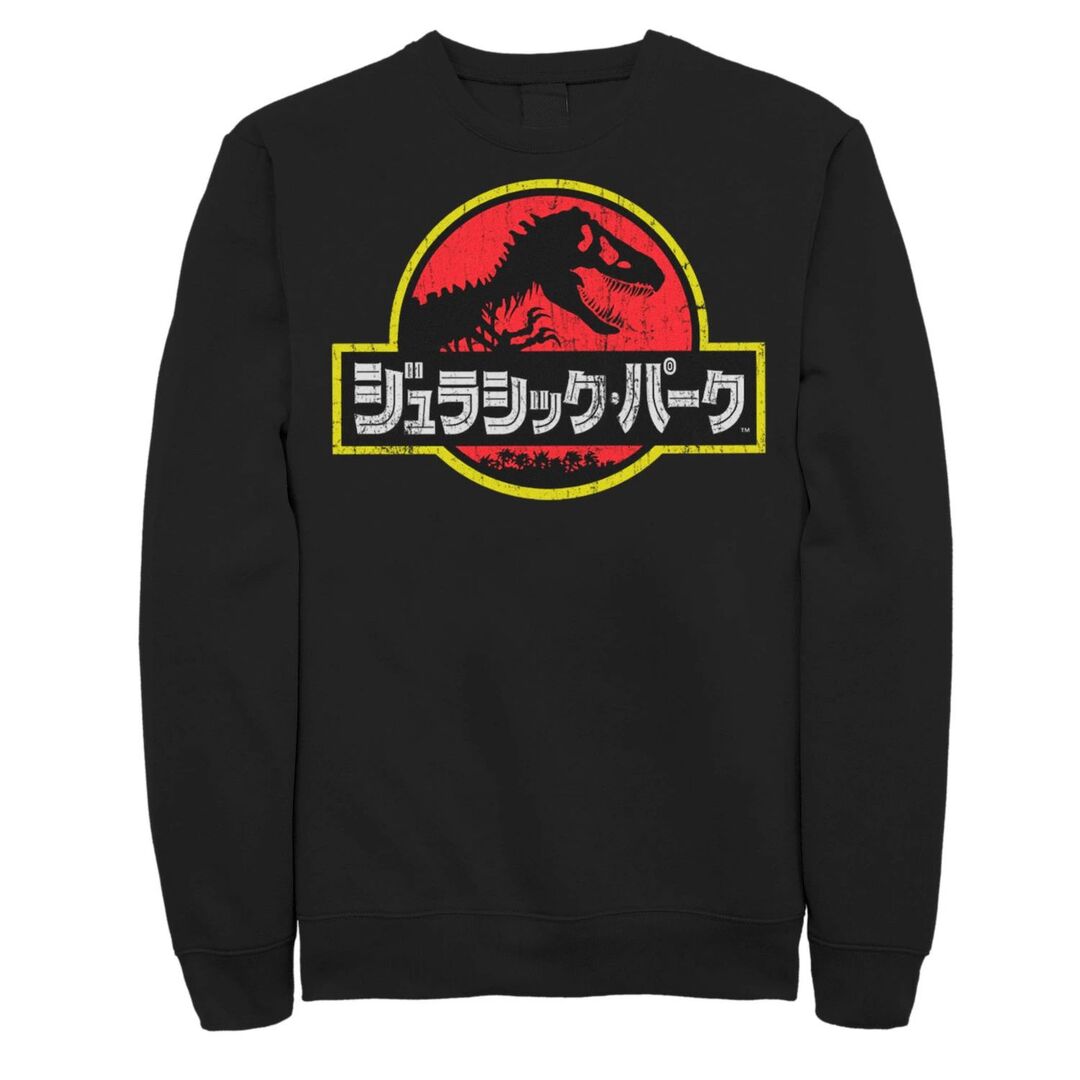 Мужской флисовый пуловер с японским красным логотипом «Парк Юрского периода