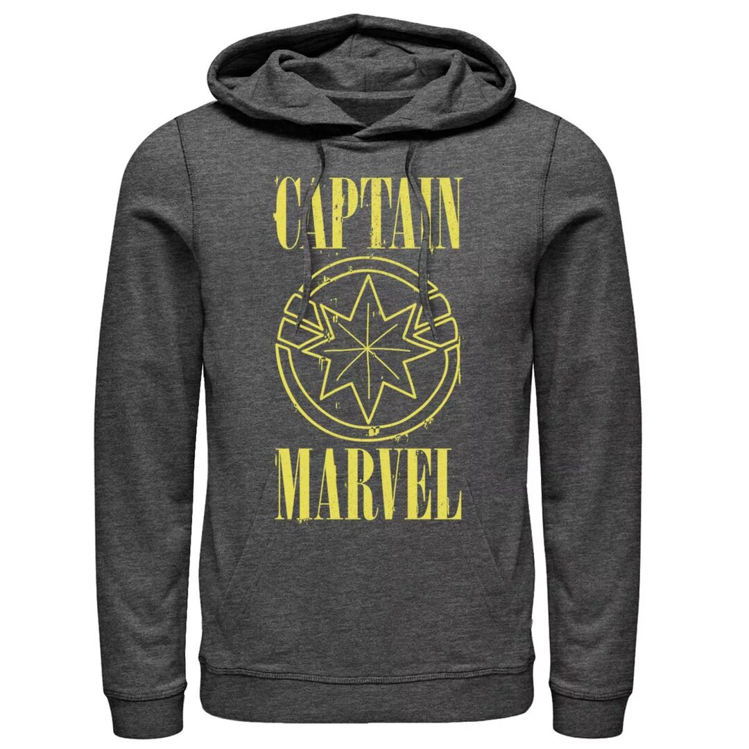 Мужской желтый пуловер с капюшоном и логотипом Marvel Captain Marvel Paint