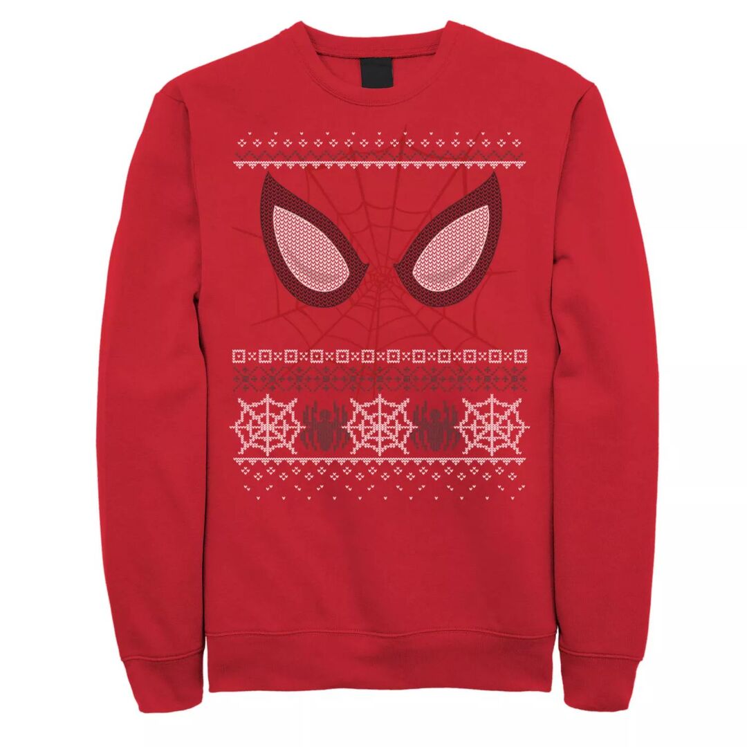 Мужской флисовый пуловер с рисунком Marvel Spider-Man Eyes Ugly Christmas 29694926 фото 1