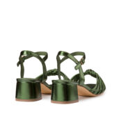 Босоножки на каблуке с металлическим отливом и тонкими ремешками  37 зелены