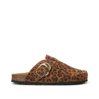 Туфли без задника-сабо из кожи с леопардовым принтом  39 каштановый