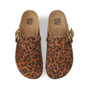 Туфли без задника-сабо из кожи с леопардовым принтом  38 каштановый