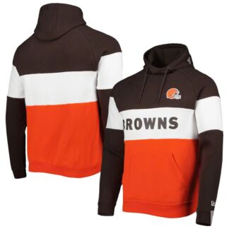 Мужской оранжевый пуловер с капюшоном Cleveland Browns Colorblock Current N