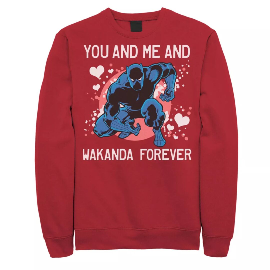Мужской флисовый пуловер с рисунком Black Panther You And Me Valentine Marv