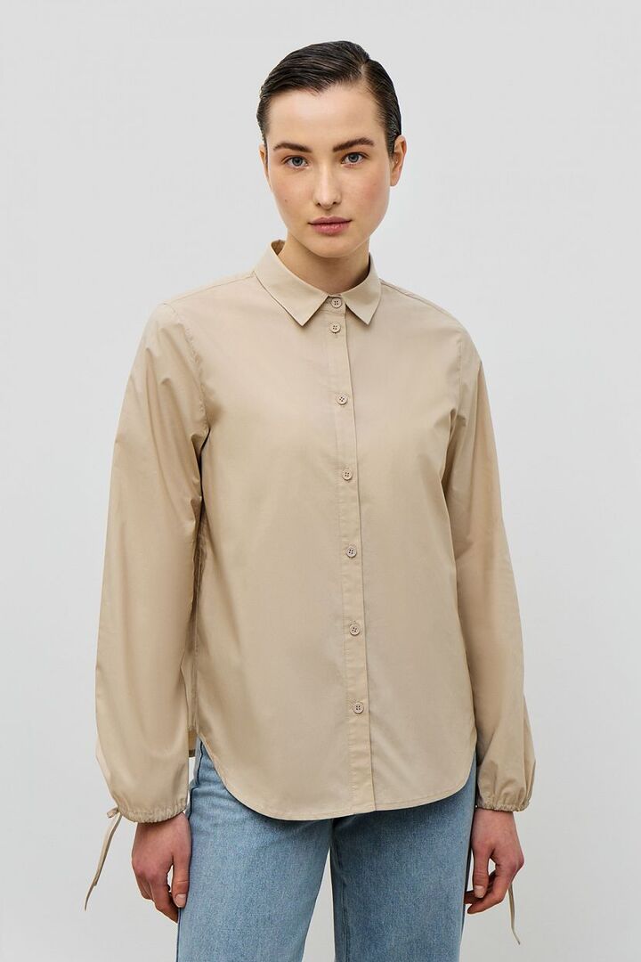 Блузка BAON Блузка BAON Хлопковая однотонная блузка с рукавами на завязках