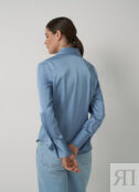 Приталенная блузка из сатина, Голубой O`Stin