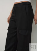 Широкие атласные брюки-карго, Черный O`Stin