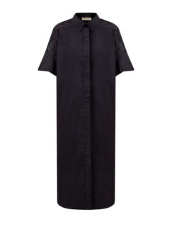 Хлопковое платье-рубашка с полупрозрачной узорной вставкой GENTRYPORTOFINO