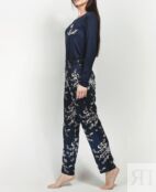 Ультрамягкая пижама cherry blossom с длинными рукавами MOOD Pajamas, синий 10483767 | Navy фото 3