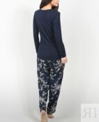 Ультрамягкая пижама cherry blossom с длинными рукавами MOOD Pajamas, синий 10483767 | Navy фото 4