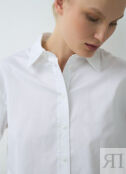 Укороченная хлопковая рубашка, Белый O`Stin