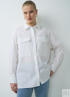 Рубашка с накладными карманами, Белый O`Stin