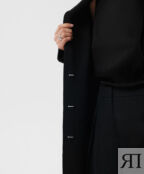 Пальто классическое из ткани бибер без подкладки черное GLVR (M)