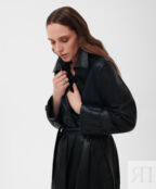 Пальто из мягкой искусственной кожи черное GLVR (XL)