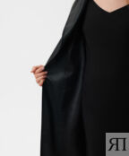 Пальто из мягкой искусственной кожи черное GLVR (S)