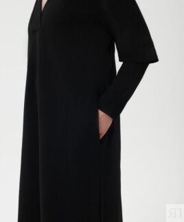 Платье трикотажное с акцентными рукавами миди черное GLVR (S)