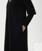 Платье трикотажное с акцентными рукавами миди черное GLVR
