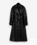 Пальто из экокожи черное GLVR (L)