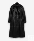 Пальто из экокожи черное GLVR (M)