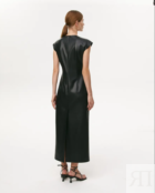 Платье макси из эко-кожи с узлом черного цвета XS