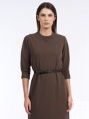 Платье-миди с разрезом коричневое (46) Elis