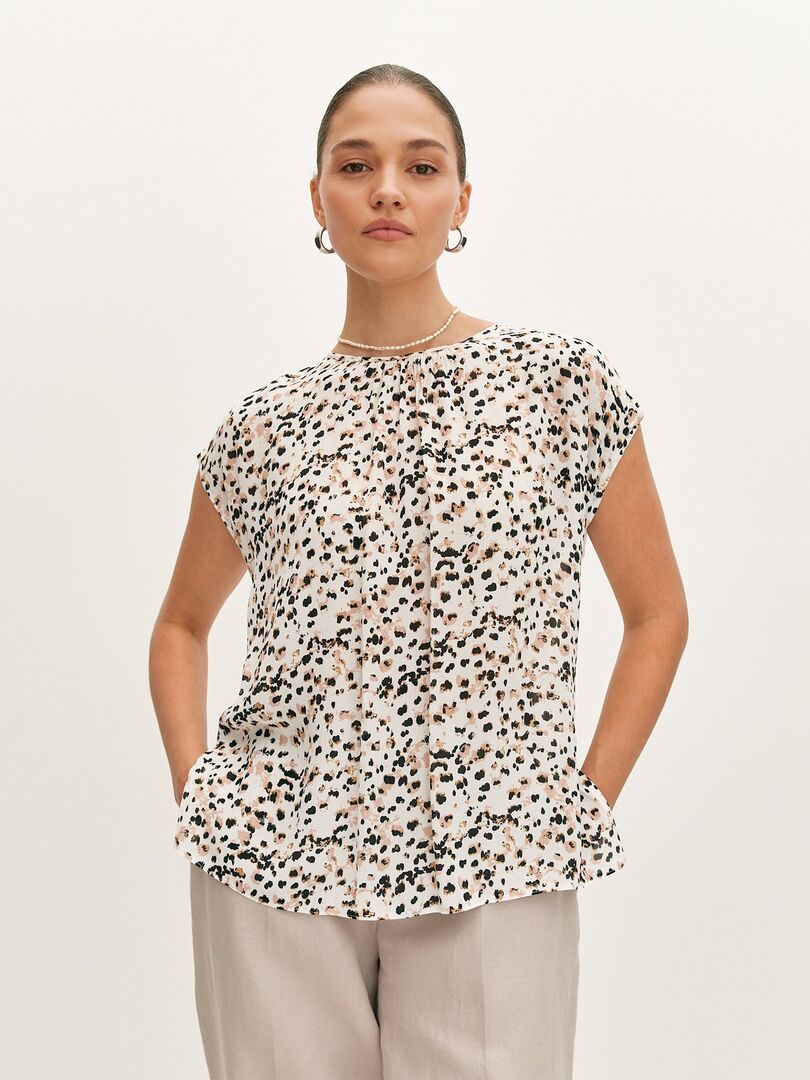 Блуза комбинированная с принтом (50) Lalis