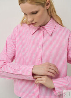Укороченная хлопковая рубашка, Розовый O`Stin