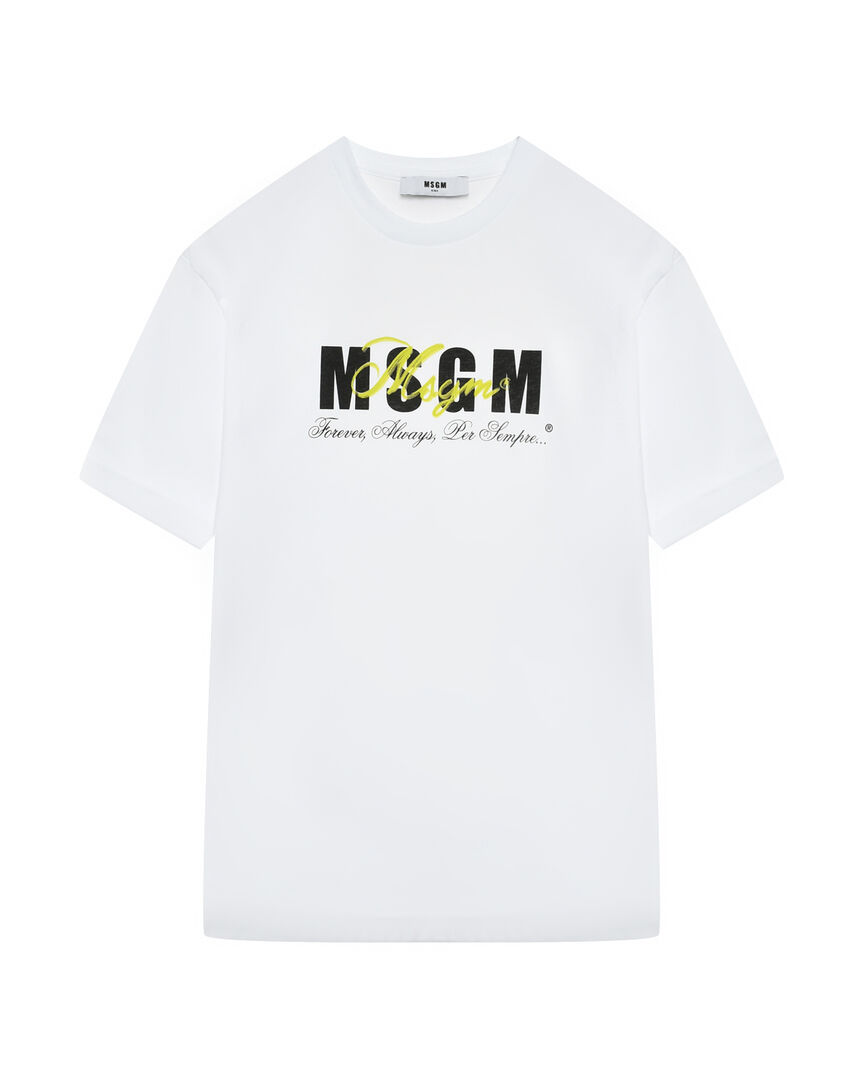 Футболка с черным лого, белая MSGM фото 1