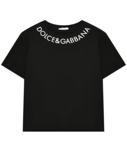 Футболка с вышитый логотип DG на воротнике, черныая Dolce&Gabbana