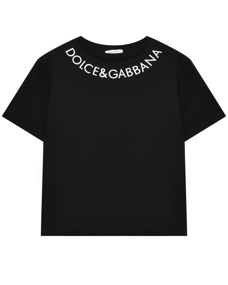 Футболка с вышитый логотип DG на воротнике, черныая Dolce&Gabbana фото 1