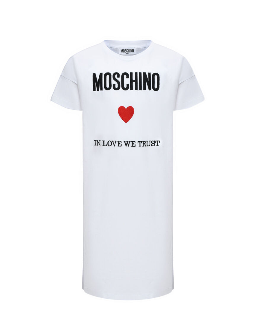 Платье-футболка с принтом "In love we trust" Moschino фото 1