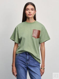 Свободная футболка с кожаным карманом Zarina