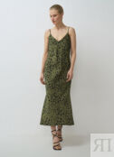 Сатиновое платье на тонких бретелях, Зеленый O`Stin