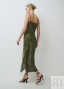 Сатиновое платье на тонких бретелях, Зеленый O`Stin