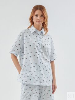 Свободная блуза в принте с фантастическими животными из 100% хлопка Pompa