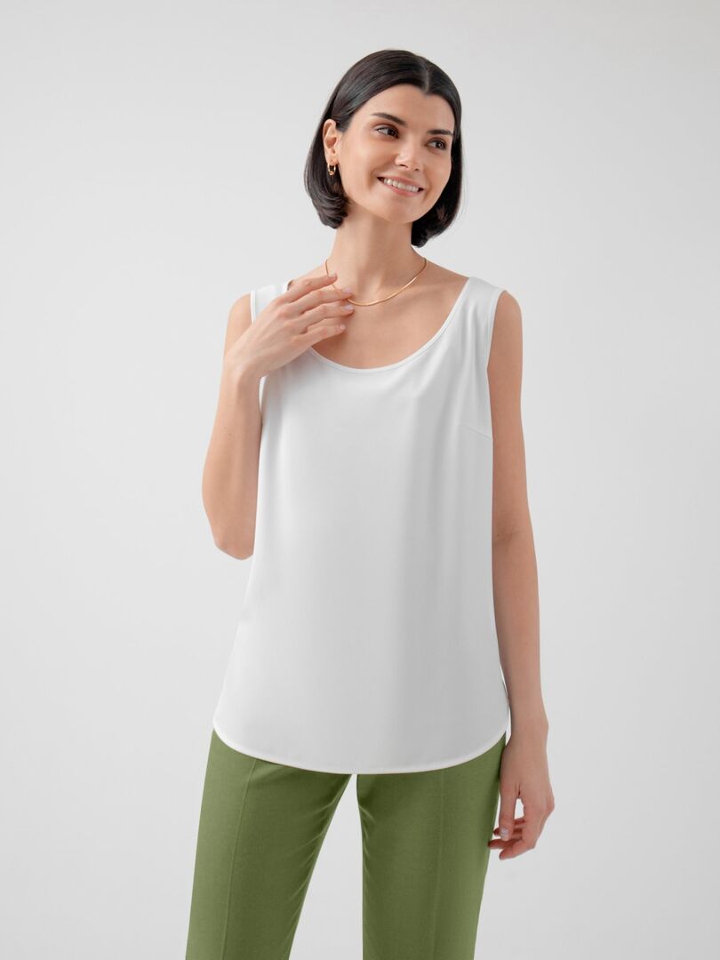 Базовая блуза без рукавов белая Pompa