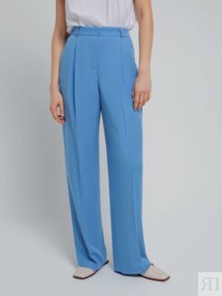 Костюмные брюки из вискозы голубые Pompa