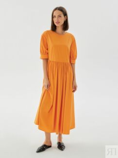 Летнее платье прямого силуэта оранжевое Pompa