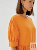 Летнее платье прямого силуэта оранжевое Pompa