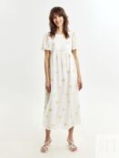 Воздушное летнее платье белого цвета с вышивкой Pompa