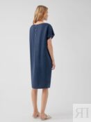 Платье-кокон из 100% льна темно-синее Pompa