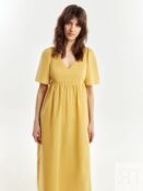 Свободное платье из 100% хлопка желтое Pompa
