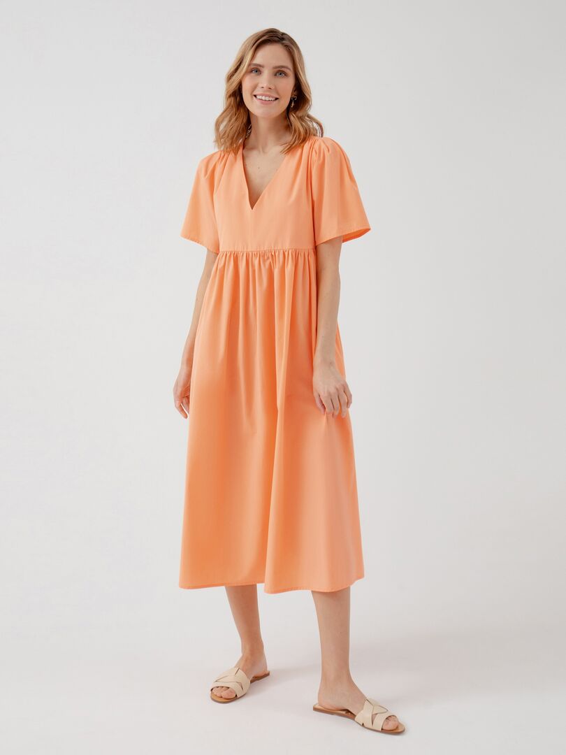 Свободное платье из 100% хлопка оранжевое Pompa
