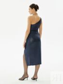 Асимметричное блестящее платье темно-синее Pompa