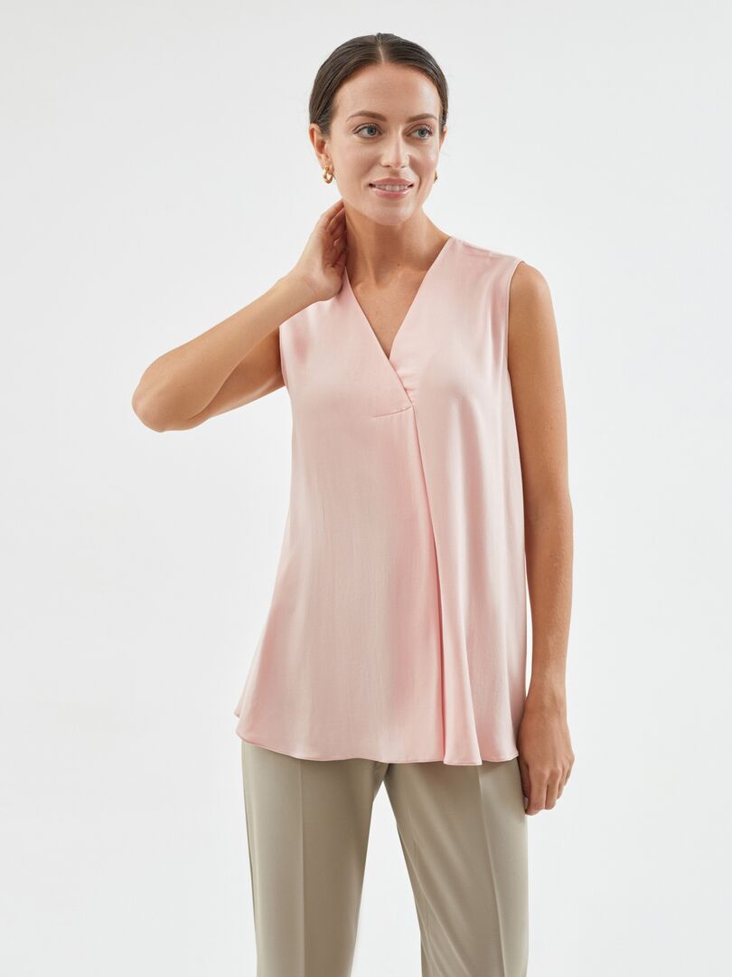 Блуза без рукавов из вискозы розовая Pompa