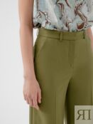 Широкие прямые брюки оливкового цвета со стрелками Pompa