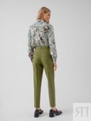 Классические брюки прямого силуэта оливкового цвета Pompa