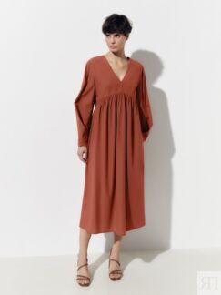 Платье из 100% хлопка цвета красная глина Pompa