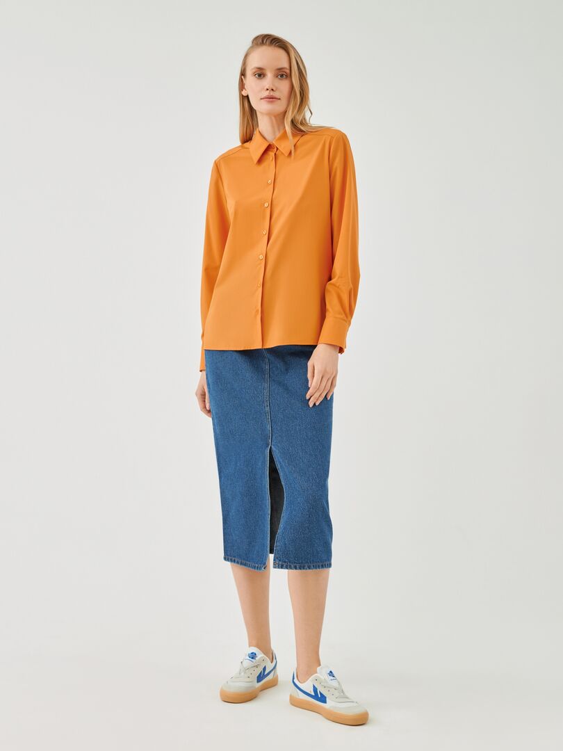 Женская классическая рубашка оранжевого цвета Pompa