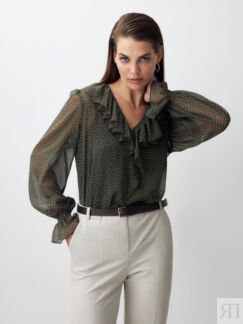 Блуза в горошек с объёмными рукавами Pompa